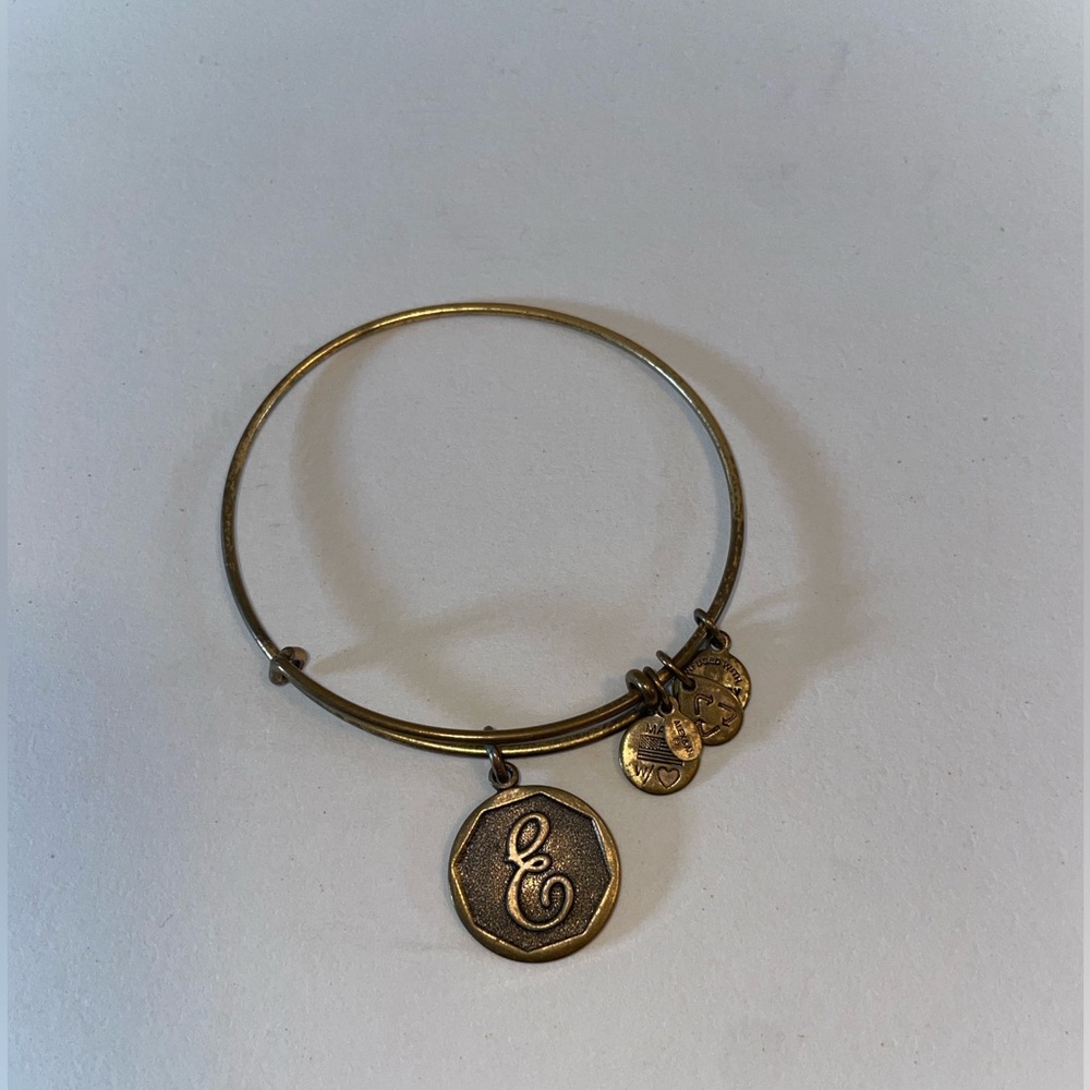 Alex and Ani bracelet, gold, E pendant